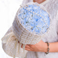 French Chic Crushed Ice Blue Soap Rose Bouquet – Qixi Festival & Birthday Gift for Girlfriend
