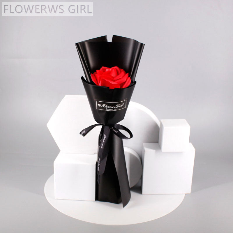 Single Stem Soap Rose Small Bouquet – Valentine’s Day Creative Mini Gift