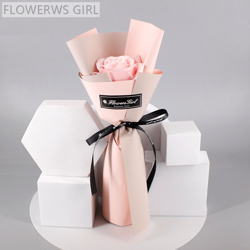 Single Stem Soap Rose Small Bouquet – Valentine’s Day Creative Mini Gift